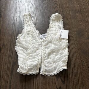 White Lace Sleeveless Top - one clothing